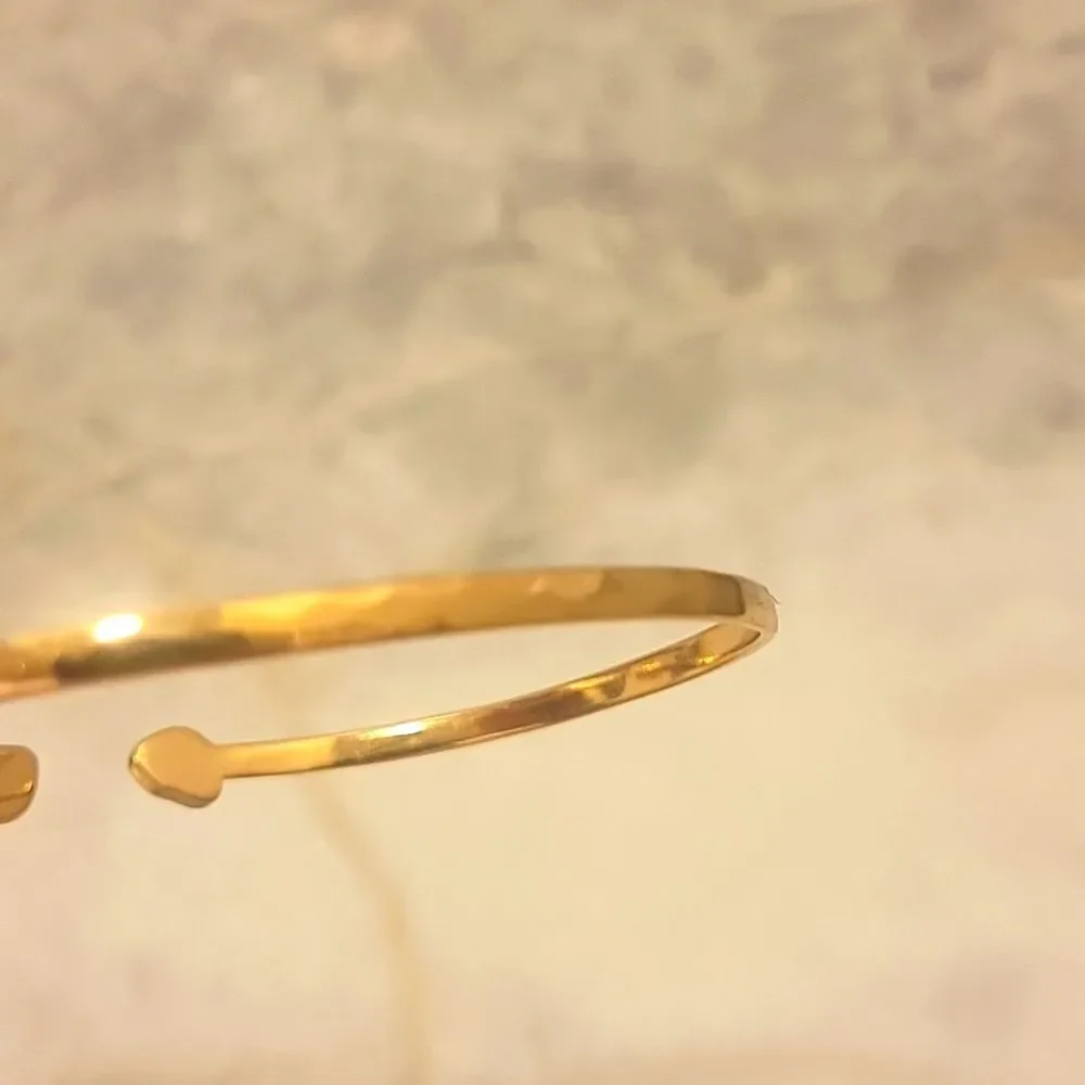 NWT Gorjana Rose Quartz 14Kt Gold Bracelet Bangle Cuff Dainty Ethereal Coquette - Picture 4 of 5